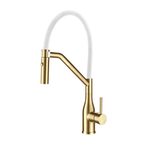 Смеситель для кухни с гибким изливом Gappo G4098-13, золотой сатин