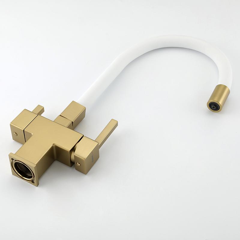 Смеситель для кухни под фильтр с гибким изливом Gappo G4395-33, золотой сатин — изображение 3