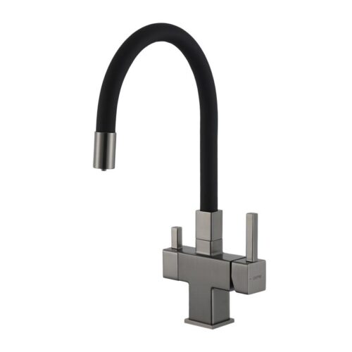 Смеситель для кухни под фильтр с гибким изливом Gappo G4395-39, оружейная сталь