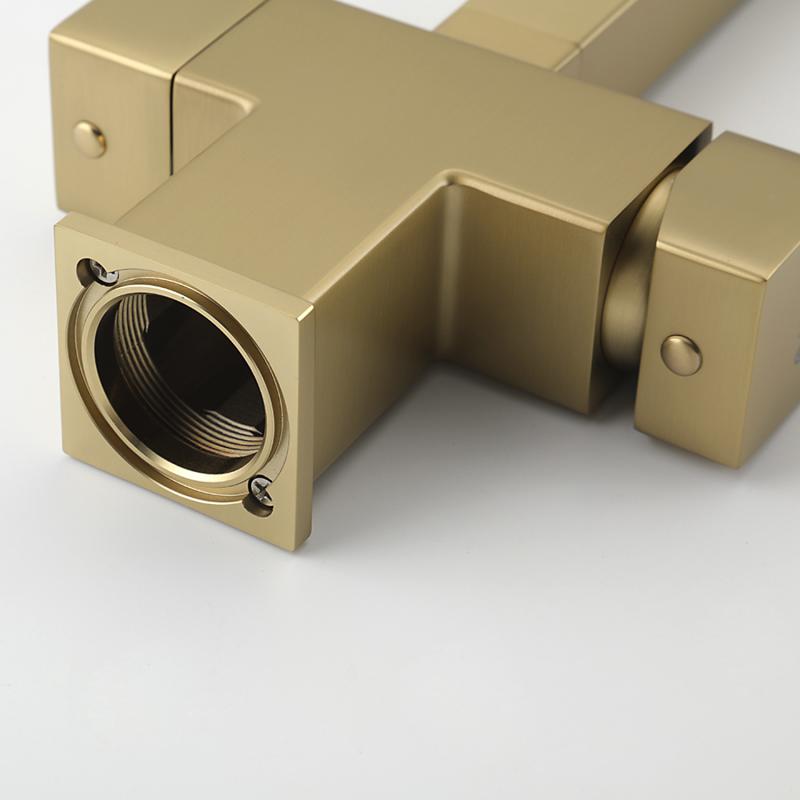 Смеситель для кухни под фильтр с гибким изливом Gappo G4395-53, золотой сатин — изображение 7