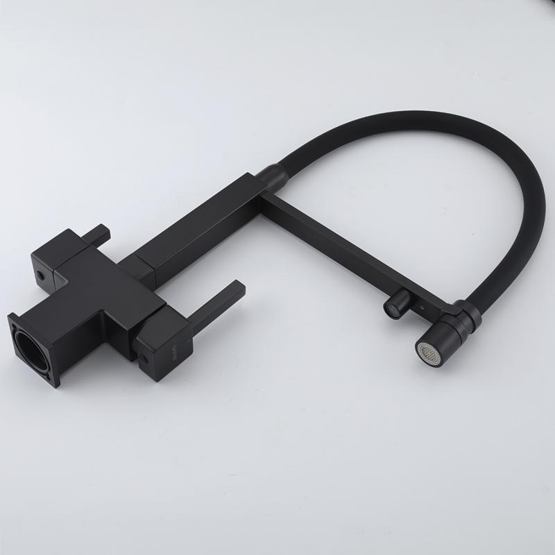 Смеситель для кухни под фильтр с гибким изливом Gappo G4395-56, чёрный — изображение 3