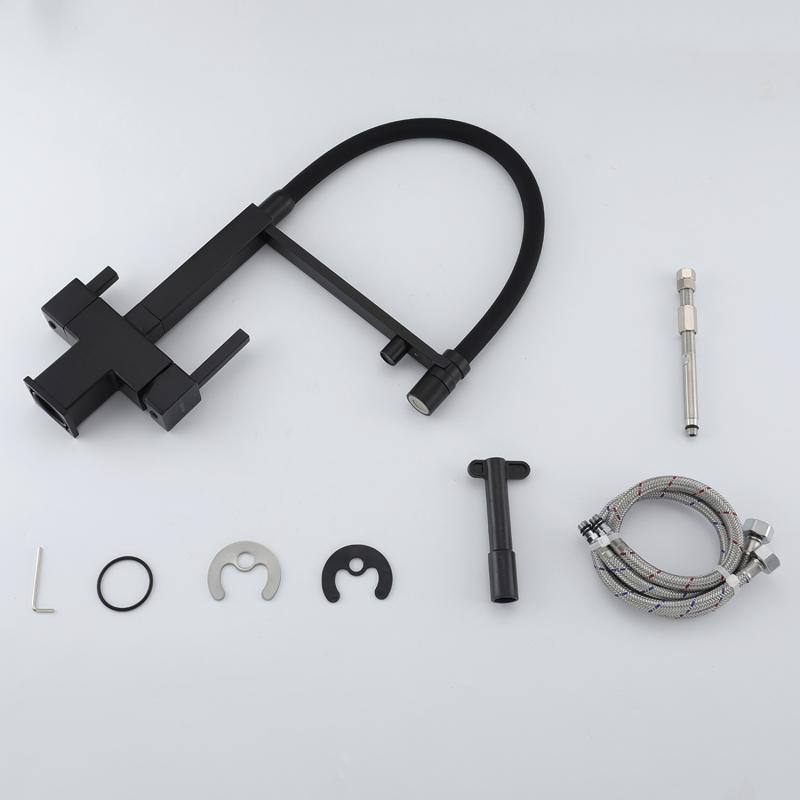 Смеситель для кухни под фильтр с гибким изливом Gappo G4395-56, чёрный — изображение 9