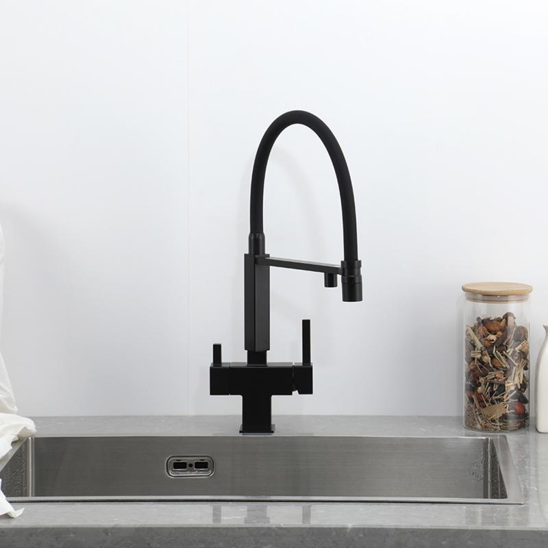 Смеситель для кухни под фильтр с гибким изливом Gappo G4395-56, чёрный — изображение 10