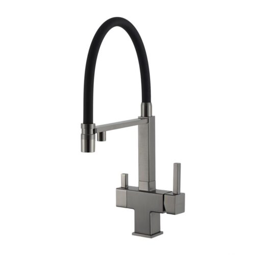Смеситель для кухни под фильтр с гибким изливом Gappo G4395-59, оружейная сталь