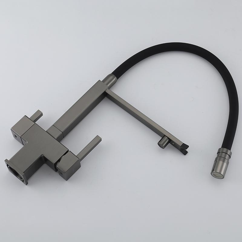 Смеситель для кухни под фильтр с гибким изливом Gappo G4395-59, оружейная сталь — изображение 3