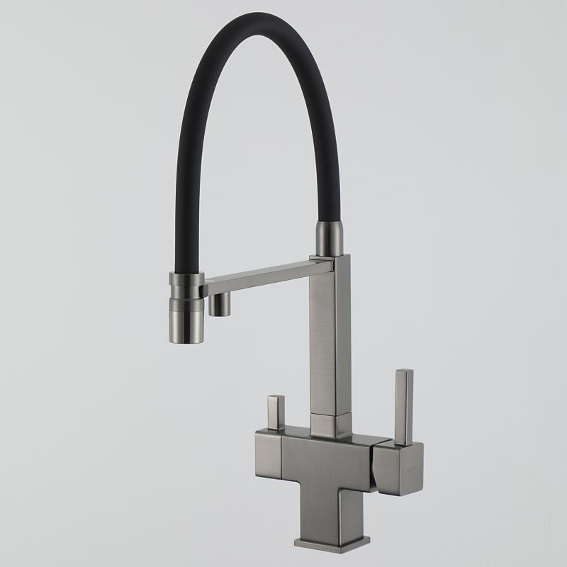Смеситель для кухни под фильтр с гибким изливом Gappo G4395-59, оружейная сталь — изображение 8