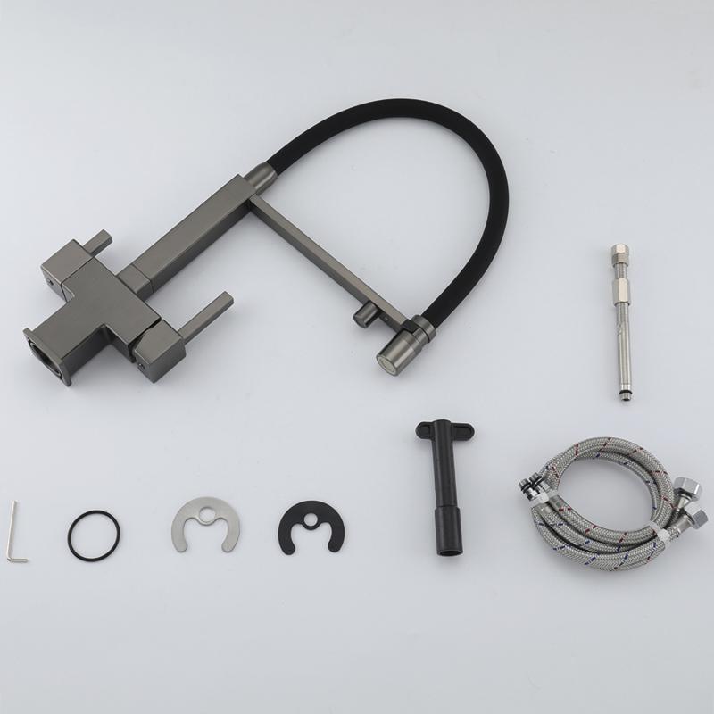 Смеситель для кухни под фильтр с гибким изливом Gappo G4395-59, оружейная сталь — изображение 11