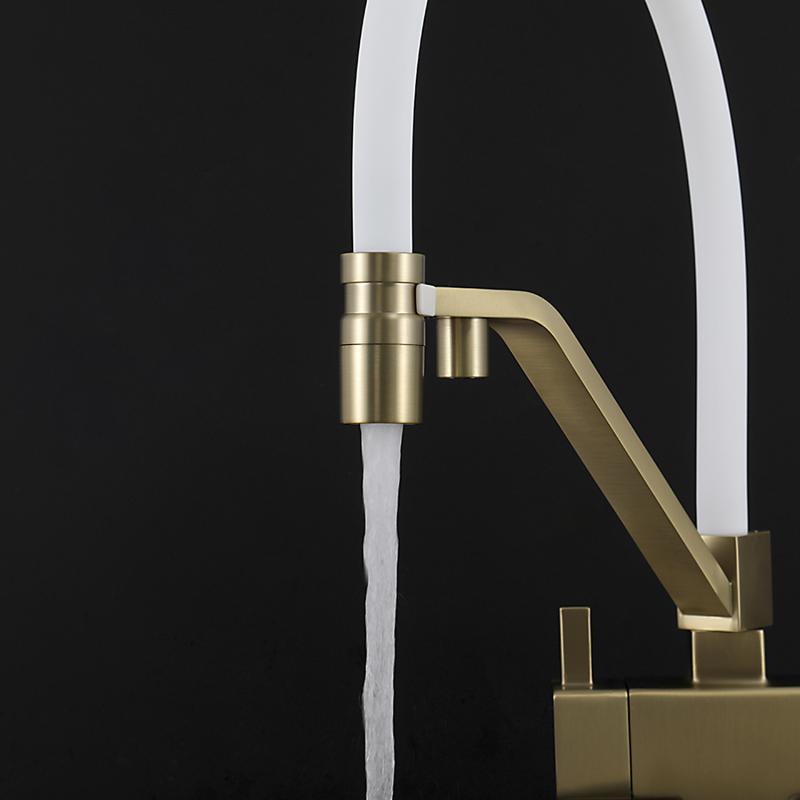 Смеситель для кухни под фильтр с гибким изливом Gappo G4395-63, золотой сатин — изображение 12