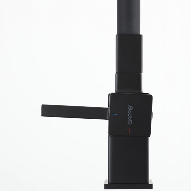 Смеситель для кухни под фильтр с гибким изливом Gappo G4395-66, чёрный — изображение 7