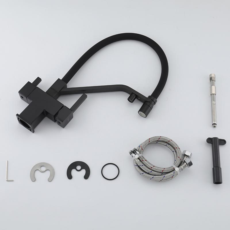 Смеситель для кухни под фильтр с гибким изливом Gappo G4395-66, чёрный — изображение 10