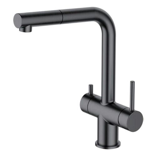 Смеситель для кухни под фильтр с выдвижным изливом Gappo G4397-79, оружейная сталь