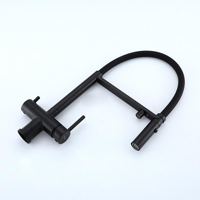 Смеситель для кухни под фильтр с гибким изливом Gappo G4397-86, чёрный — изображение 8