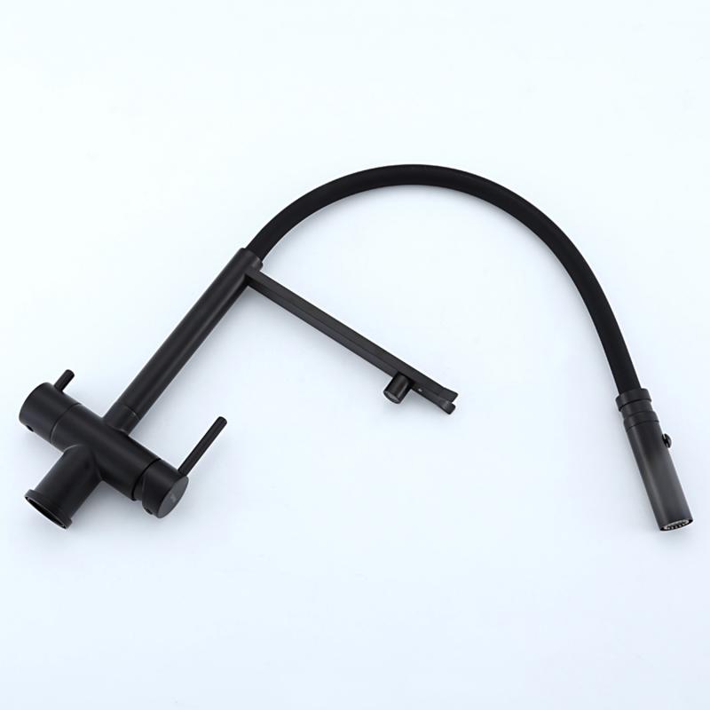 Смеситель для кухни под фильтр с гибким изливом Gappo G4397-86, чёрный — изображение 9