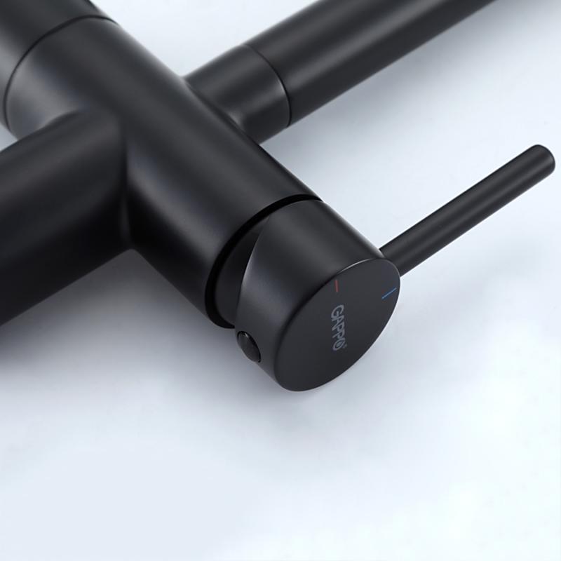 Смеситель для кухни под фильтр с гибким изливом Gappo G4397-86, чёрный — изображение 11