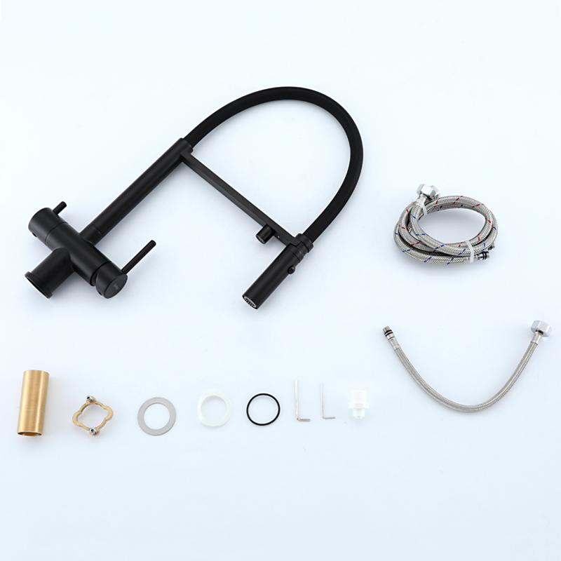 Смеситель для кухни под фильтр с гибким изливом Gappo G4397-86, чёрный — изображение 15