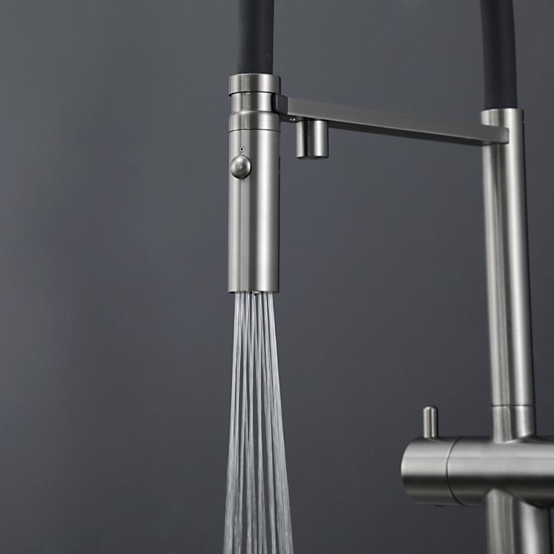 Смеситель для кухни под фильтр с гибким изливом Gappo G4397-89, оружейная сталь — изображение 8