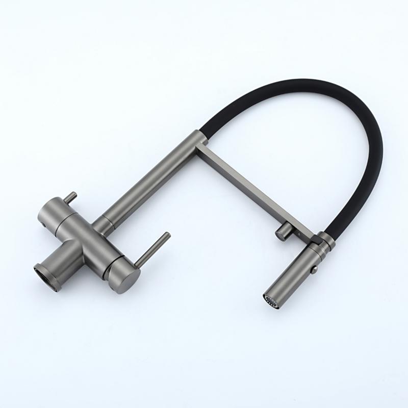 Смеситель для кухни под фильтр с гибким изливом Gappo G4397-89, оружейная сталь — изображение 10