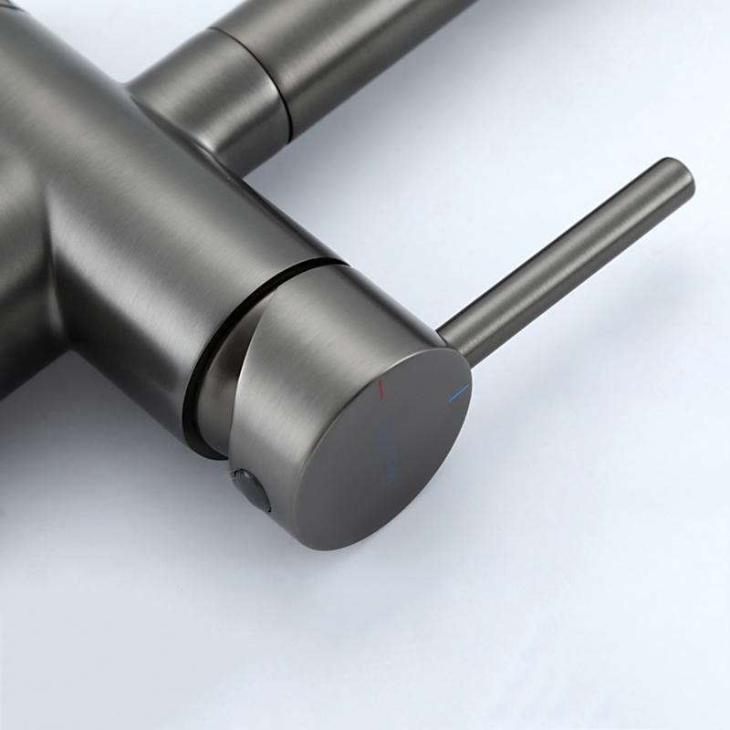 Смеситель для кухни под фильтр с гибким изливом Gappo G4397-89, оружейная сталь — изображение 12