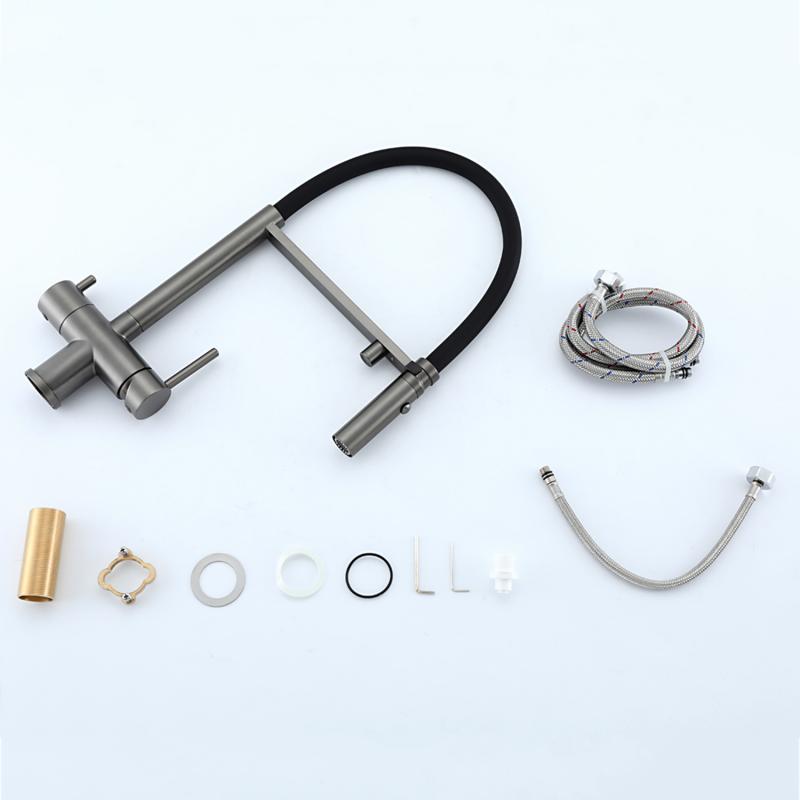 Смеситель для кухни под фильтр с гибким изливом Gappo G4397-89, оружейная сталь — изображение 15