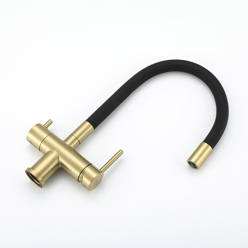 Смеситель для кухни под фильтр с гибким изливом Gappo G4398-33, золотой сатин — изображение 3