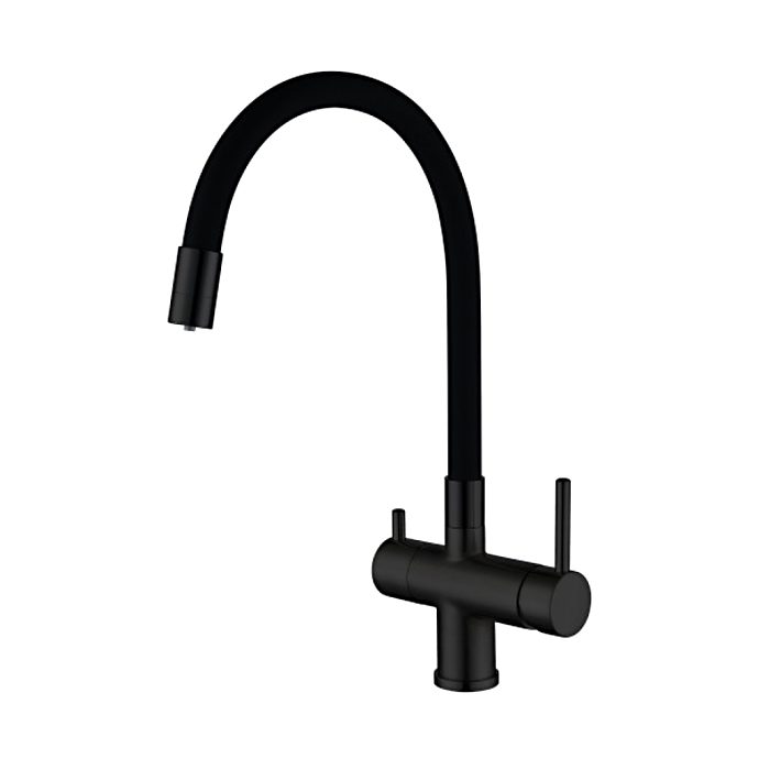 Смеситель для кухни под фильтр с гибким изливом Gappo G4398-36, чёрный