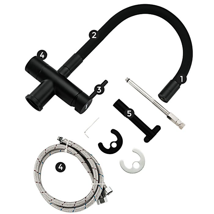 Смеситель для кухни под фильтр с гибким изливом Gappo G4398-36, чёрный — изображение 7