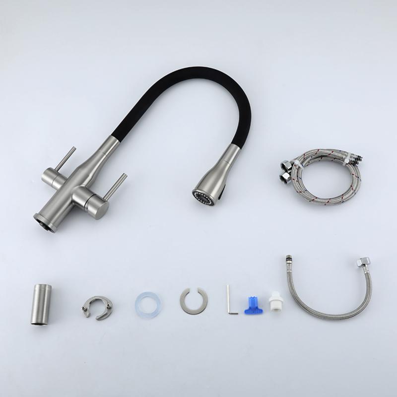 Смеситель для кухни под фильтр с гибким изливом Gappo G4399-65, сатин — изображение 8