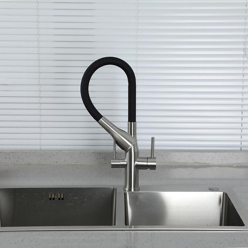 Смеситель для кухни под фильтр с гибким изливом Gappo G4399-65, сатин — изображение 9