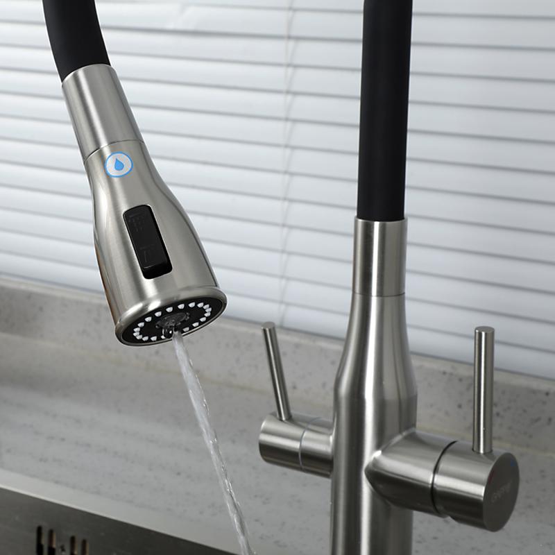 Смеситель для кухни под фильтр с гибким изливом Gappo G4399-65, сатин — изображение 10