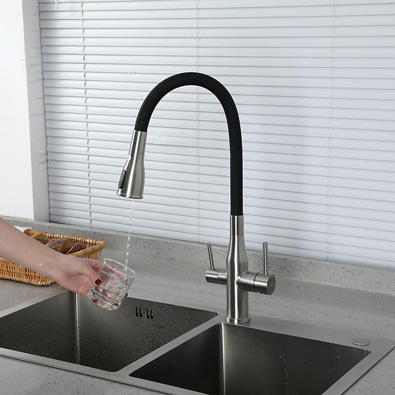 Смеситель для кухни под фильтр с гибким изливом Gappo G4399-65, сатин — изображение 12