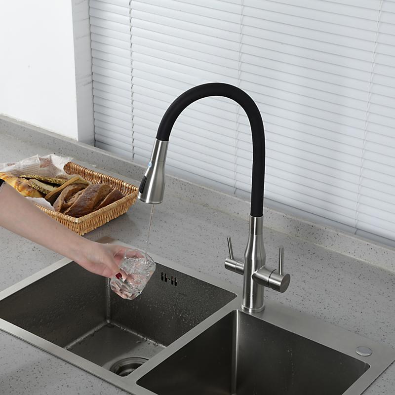 Смеситель для кухни под фильтр с гибким изливом Gappo G4399-65, сатин — изображение 13