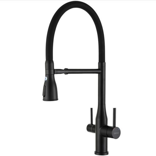 Смеситель для кухни под фильтр с гибким изливом Gappo G4399-76, чёрный