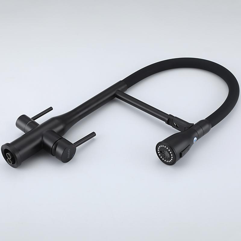 Смеситель для кухни под фильтр с гибким изливом Gappo G4399-76, чёрный — изображение 3