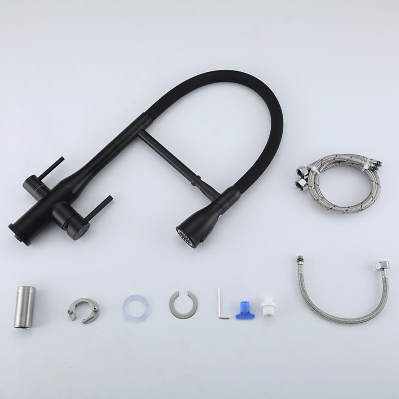 Смеситель для кухни под фильтр с гибким изливом Gappo G4399-76, чёрный — изображение 9