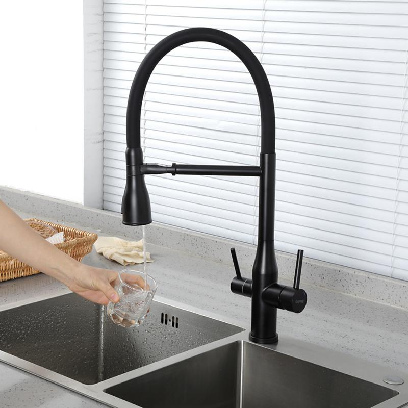 Смеситель для кухни под фильтр с гибким изливом Gappo G4399-76, чёрный — изображение 11