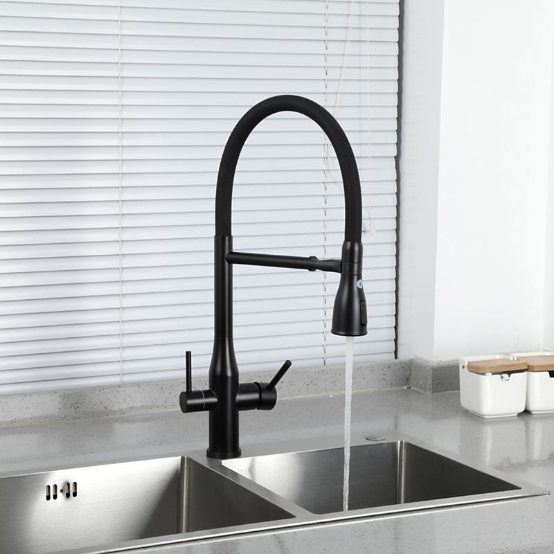 Смеситель для кухни под фильтр с гибким изливом Gappo G4399-76, чёрный — изображение 13