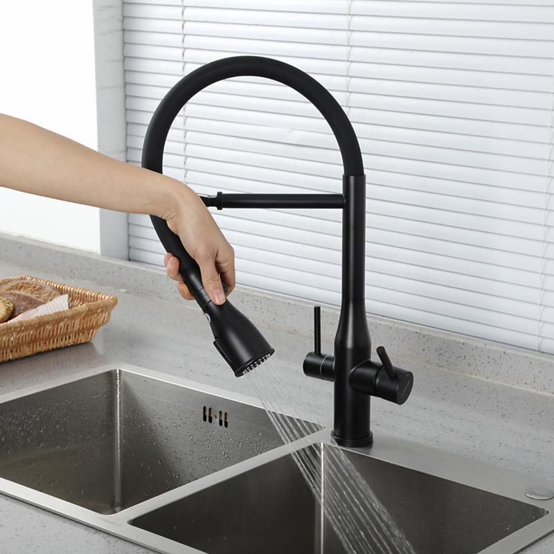 Смеситель для кухни под фильтр с гибким изливом Gappo G4399-76, чёрный — изображение 16