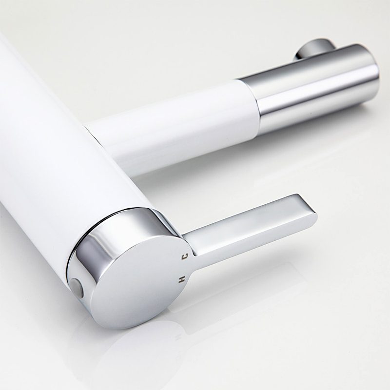 Смеситель для умывальника Frap F1052-14, белый/хром — изображение 6