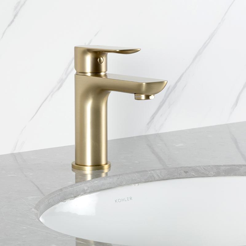 Смеситель для умывальника Gappo G1048-3, золотой сатин — изображение 3