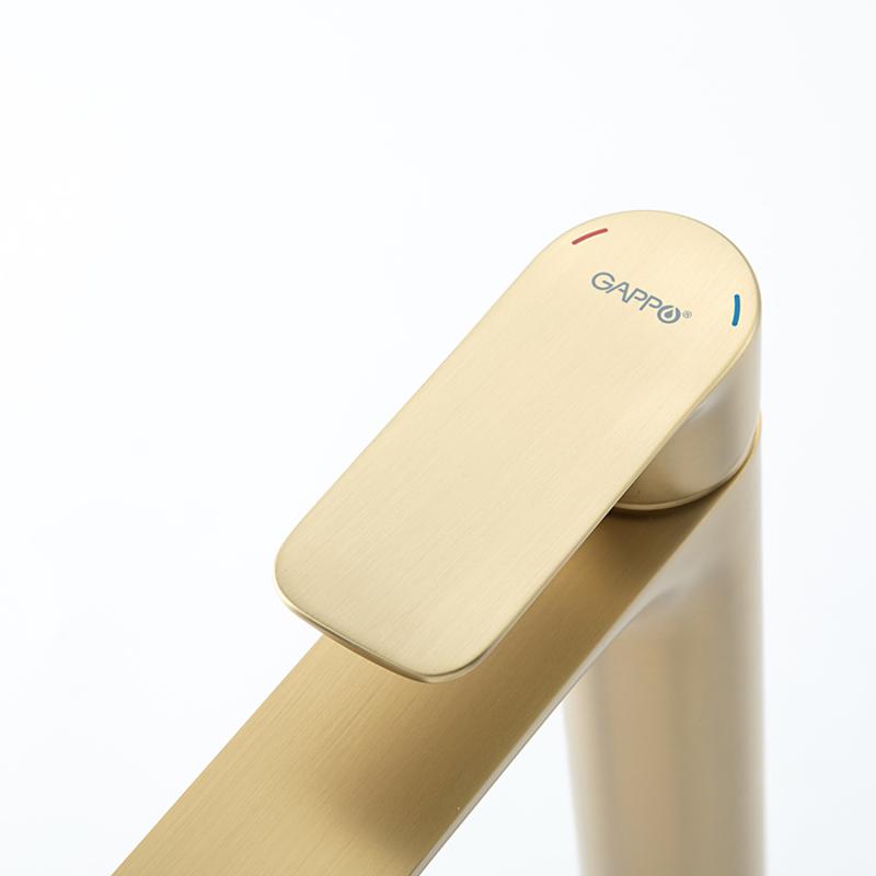 Смеситель для умывальника Gappo G1048-32, золотой сатин — изображение 9