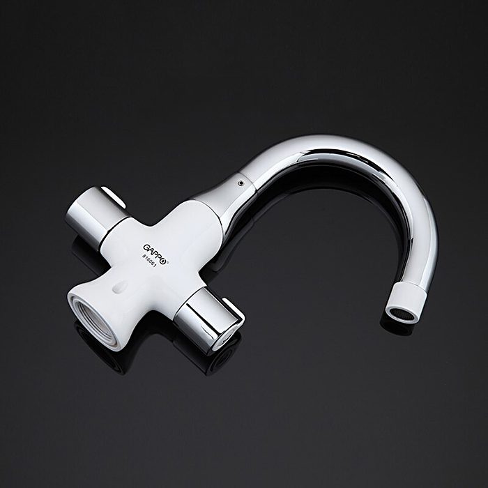 Смеситель для умывальника Gappo G1049, белый/хром — изображение 3