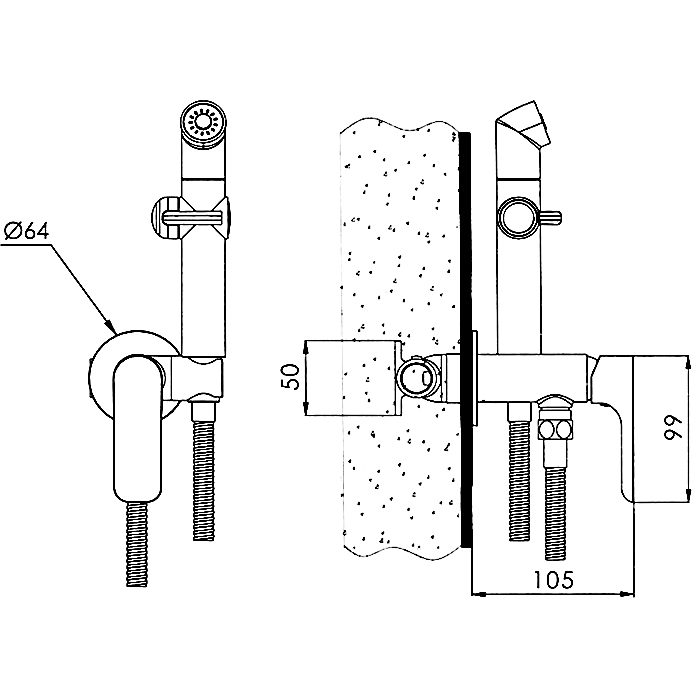 Смеситель скрытого монтажа для гигиенического душа Gappo G7248-1 — изображение 2