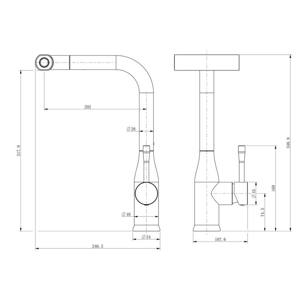 Смеситель для кухни с выдвижным изливом Splenka S206.49.05, сатин — изображение 5