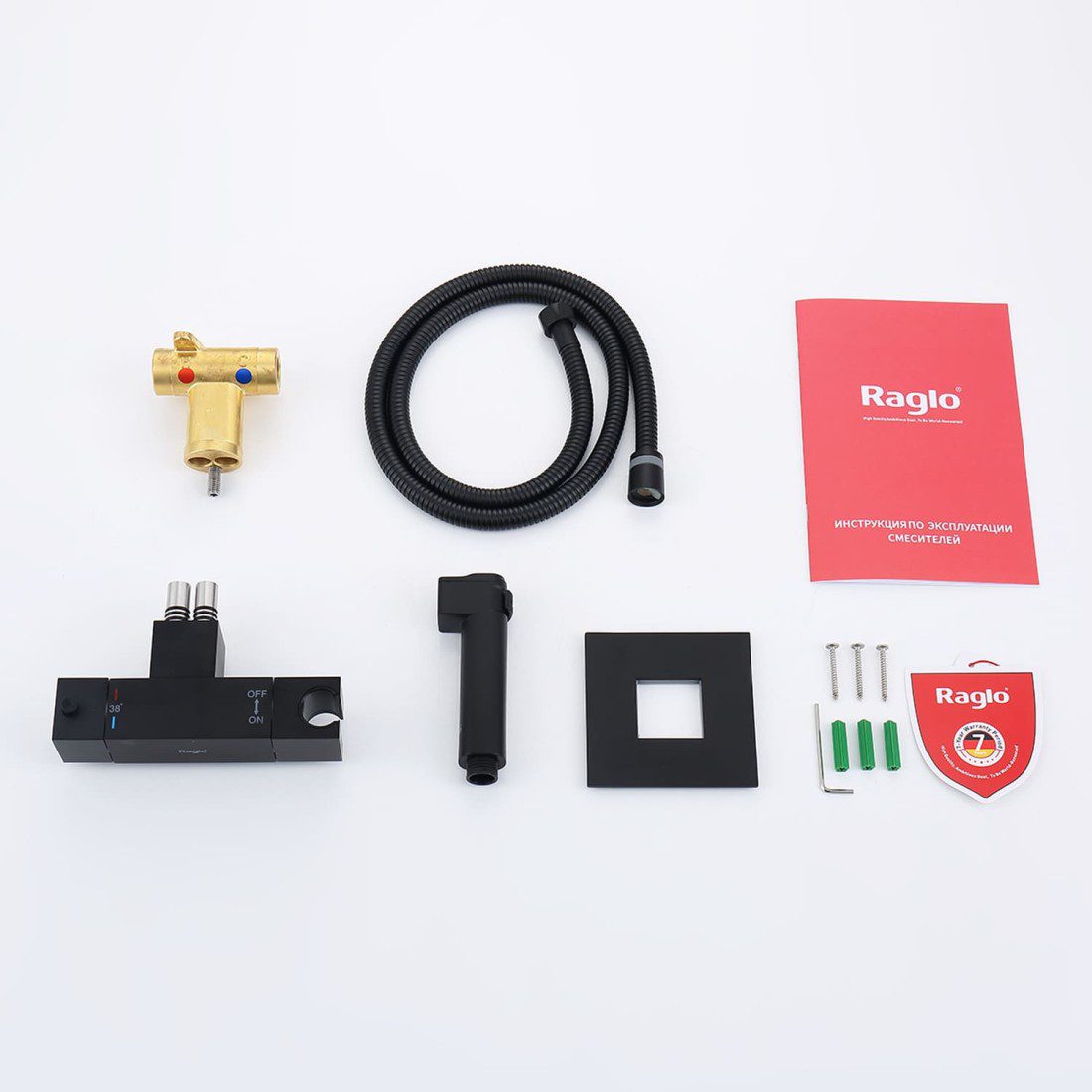Смеситель скрытого монтажа для гигиенического душа с термостатом Raglo R24.56.06, чёрный — изображение 8