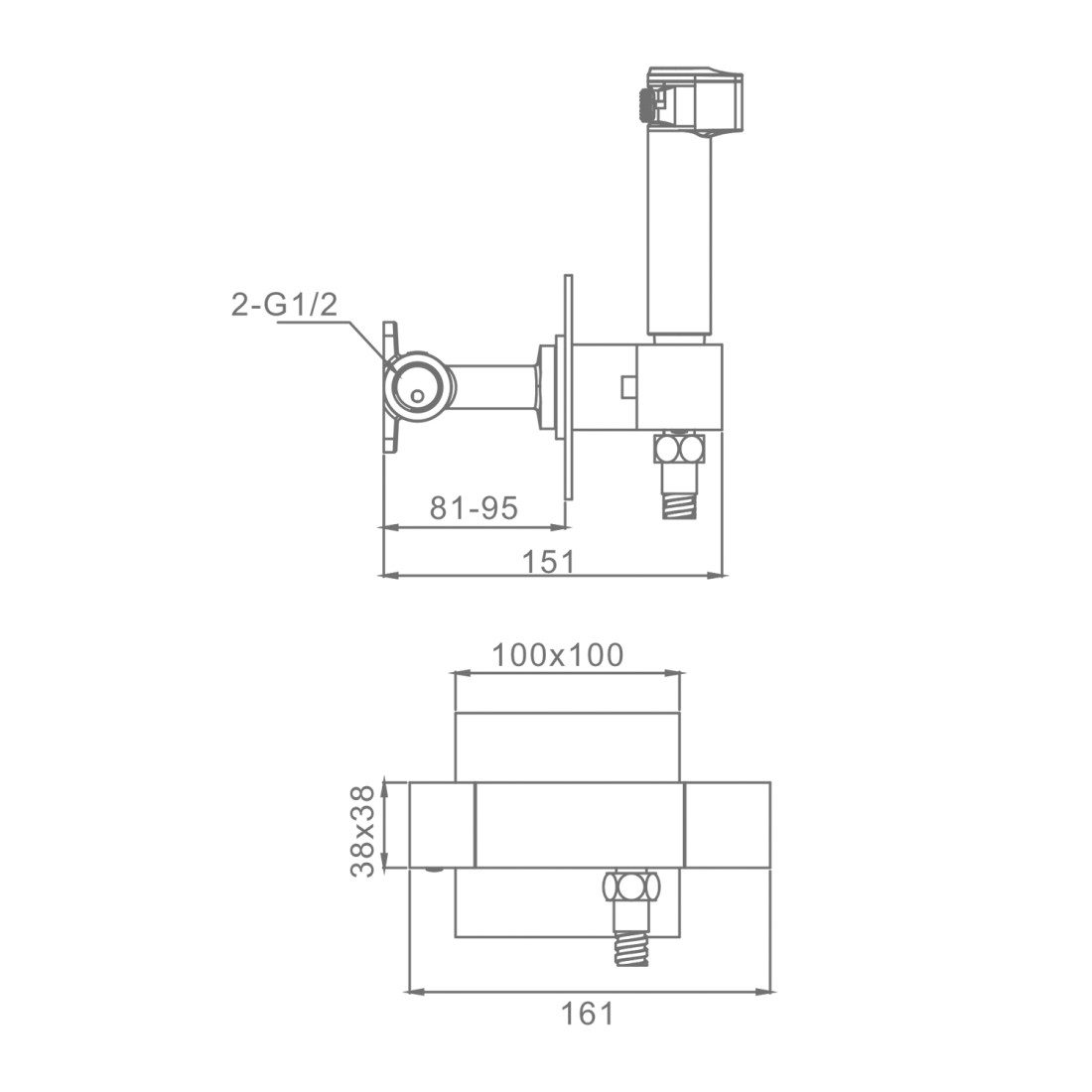 Смеситель скрытого монтажа для гигиенического душа с термостатом Raglo R24.56.06, чёрный — изображение 7