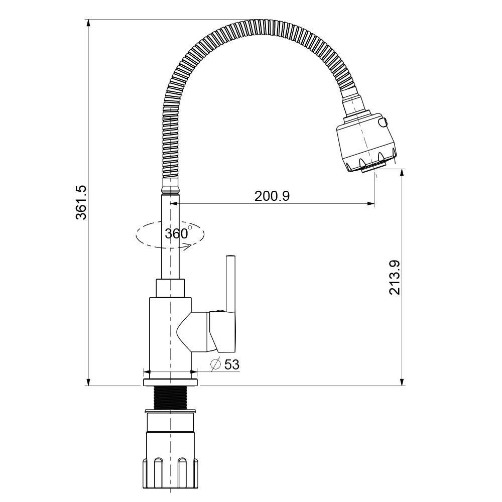 Смеситель для кухни с гибким изливом Splenka S201.47.05, сатин — изображение 10