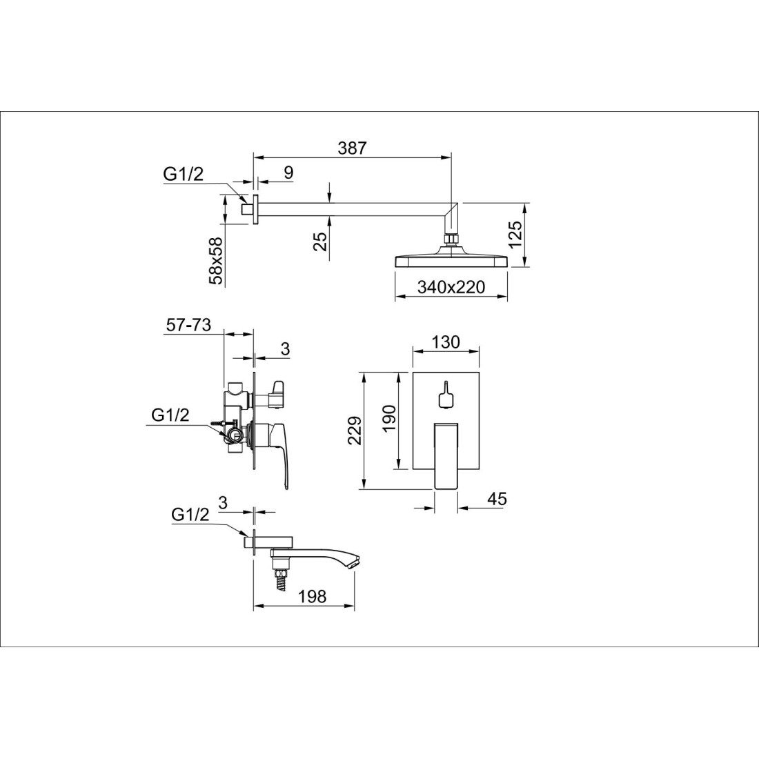 Душевая система скрытого монтажа Raglo R01.27.09, графит — изображение 3