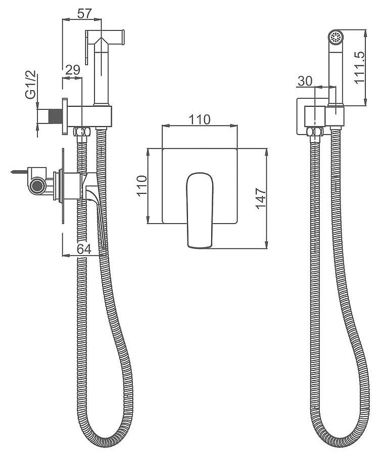 Смеситель скрытого монтажа для гигиенического душа Splenka S30.53 — изображение 10
