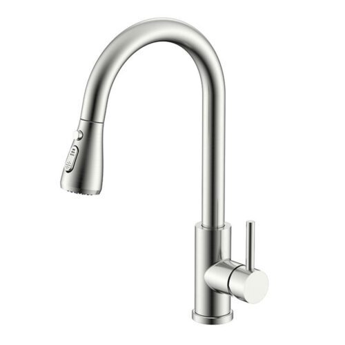 Смеситель для кухни с выдвижным изливом Splenka S203.49.05, сатин