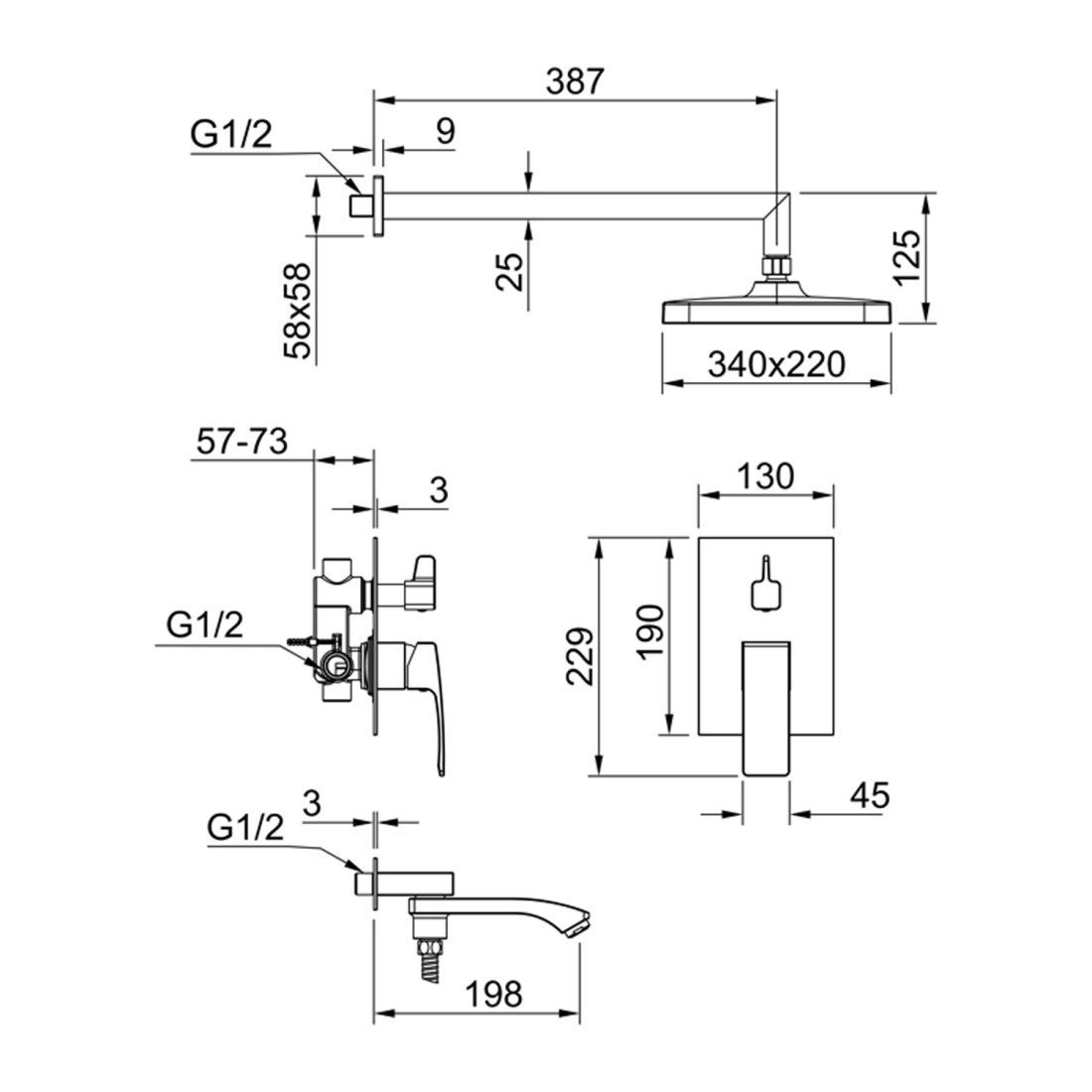 Душевая система скрытого монтажа Raglo R01.27.06, чёрный — изображение 7